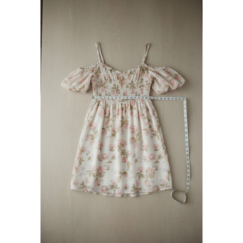 Betsey Johnson XL Floral Baby Doll Dress 100% Polyester Off Shoulder Puff Sleave - Picture 5 of 6